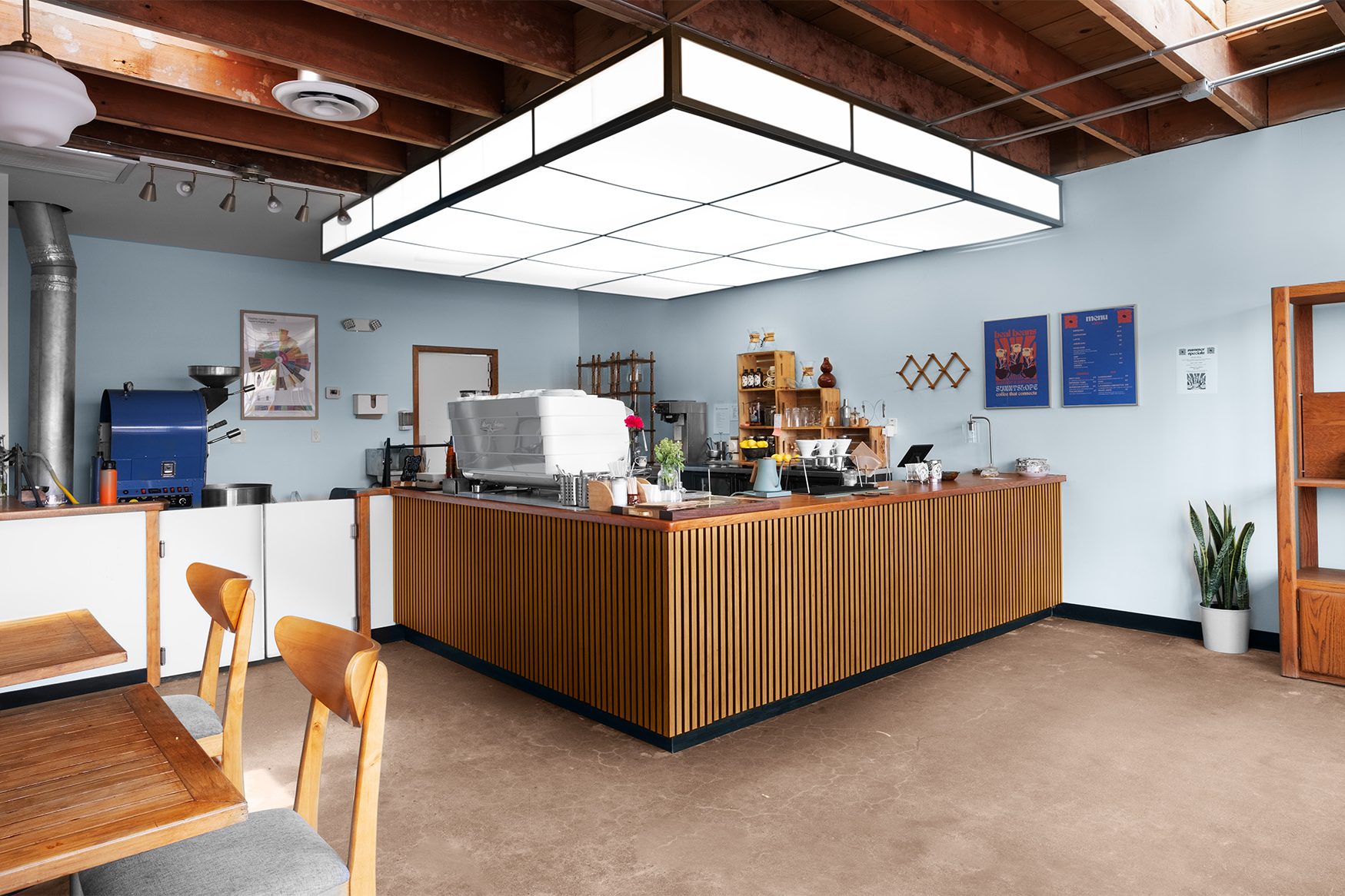 Beal Beans coffee shop in Sunnyslope, Phoenix, AZ — interior architectural photography capturing the modern counter design.